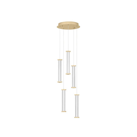 Lampa wisząca modern 5 punktowa Modena LED 3000K 32cm przeźroczysty akryl / szczotkowane złoto
