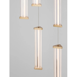 Lampa wisząca modern 5 punktowa Modena LED 3000K 32cm przeźroczysty akryl / szczotkowane złoto