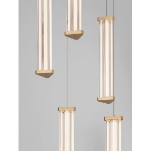 Lampa wisząca modern 5 punktowa Modena LED 3000K 32cm przeźroczysty akryl / szczotkowane złoto