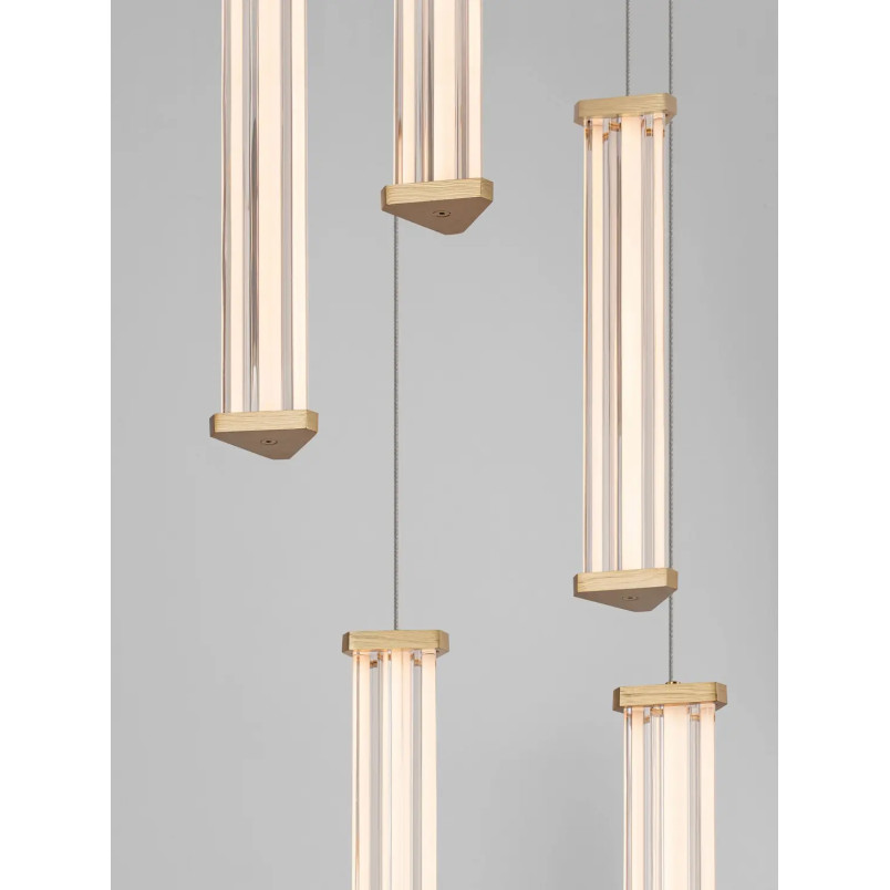 Lampa wisząca modern 5 punktowa Modena LED 2700K 32cm przeźroczysty akryl / szczotkowane złoto