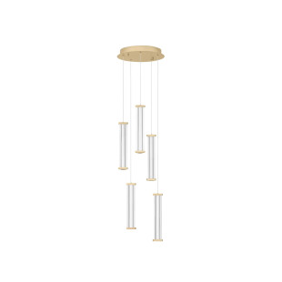 Lampa wisząca modern 5 punktowa Modena LED 2700K 32cm przeźroczysty akryl / szczotkowane złoto