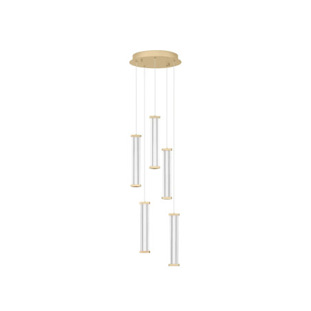 Lampa wisząca modern 5 punktowa Modena LED 2700K 32cm przeźroczysty akryl / szczotkowane złoto