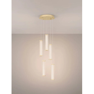 Lampa wisząca modern 5 punktowa Modena LED 2700K 32cm przeźroczysty akryl / szczotkowane złoto