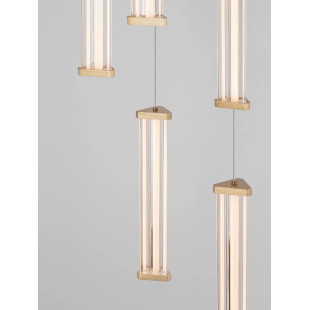 Lampa wisząca modern 5 punktowa Modena LED 2700K 32cm przeźroczysty akryl / szczotkowane złoto