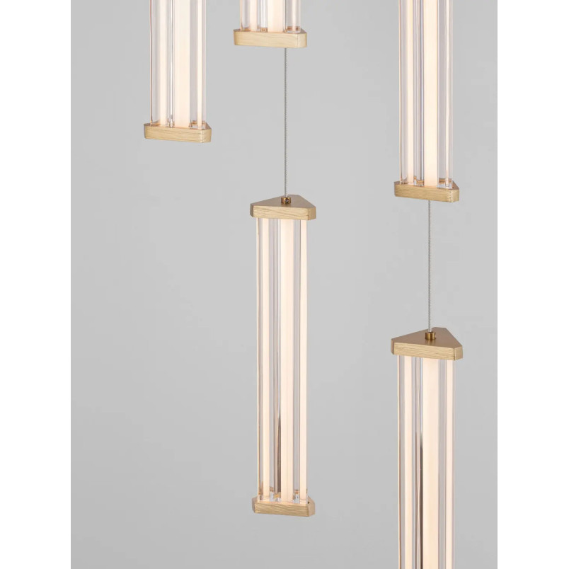 Lampa wisząca modern 5 punktowa Modena LED 2700K 32cm przeźroczysty akryl / szczotkowane złoto