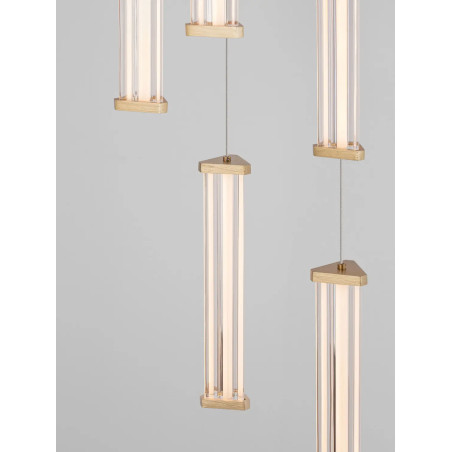 Lampa wisząca modern 5 punktowa Modena LED 2700K 32cm przeźroczysty akryl / szczotkowane złoto