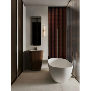 Kinkiet pionowy modern Modena 46cm LED 3000K IP44 przeźroczysty akryl / szczotkowane złoto