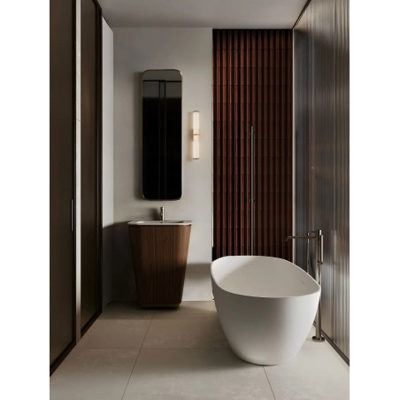 Kinkiet pionowy modern Modena 46cm LED 3000K IP44 przeźroczysty akryl / szczotkowane złoto