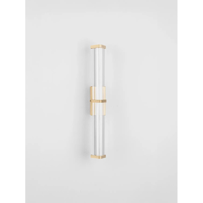 Kinkiet pionowy modern Modena 46cm LED 3000K IP44 przeźroczysty akryl / szczotkowane złoto