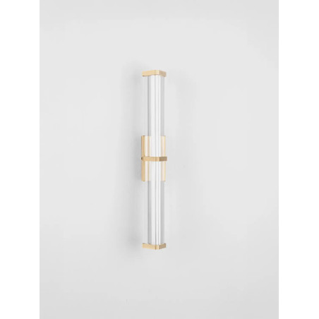 Kinkiet pionowy modern Modena 46cm LED 3000K IP44 przeźroczysty akryl / szczotkowane złoto