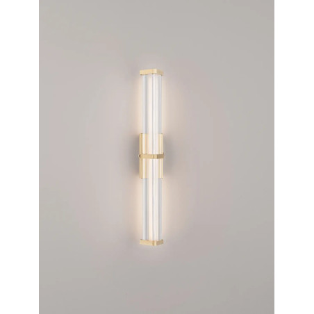 Kinkiet pionowy modern Modena 46cm LED 3000K IP44 przeźroczysty akryl / szczotkowane złoto