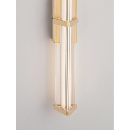 Kinkiet pionowy modern Modena 46cm LED 3000K IP44 przeźroczysty akryl / szczotkowane złoto