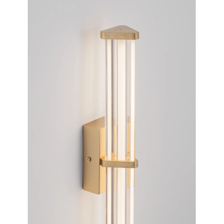 Kinkiet pionowy modern Modena 46cm LED 3000K IP44 przeźroczysty akryl / szczotkowane złoto