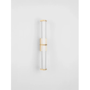 Kinkiet pionowy modern Modena 46cm LED 2700K IP44 przeźroczysty akryl / szczotkowane złoto