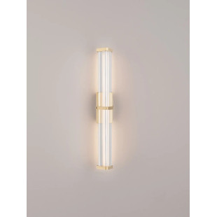 Kinkiet pionowy modern Modena 46cm LED 2700K IP44 przeźroczysty akryl / szczotkowane złoto