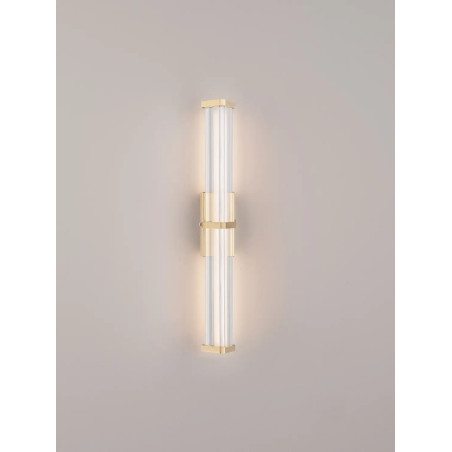 Kinkiet pionowy modern Modena 46cm LED 2700K IP44 przeźroczysty akryl / szczotkowane złoto