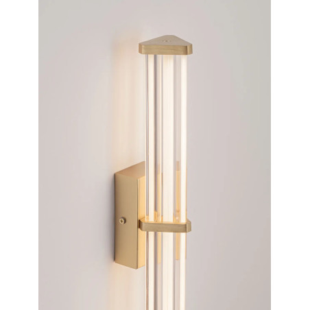 Kinkiet pionowy modern Modena 46cm LED 2700K IP44 przeźroczysty akryl / szczotkowane złoto