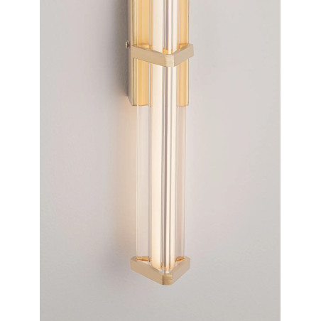 Kinkiet pionowy modern Modena 46cm LED 2700K IP44 przeźroczysty akryl / szczotkowane złoto
