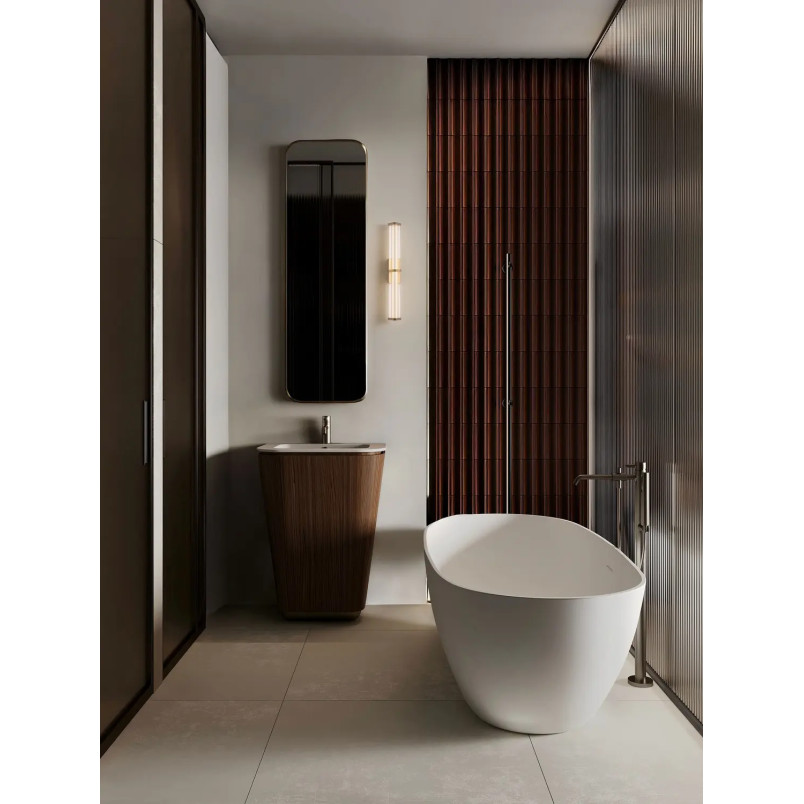 Kinkiet pionowy modern Modena 46cm LED 2700K IP44 przeźroczysty akryl / szczotkowane złoto