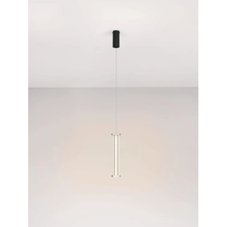 Lampa wisząca modern Modena LED 2700K 6cm przeźroczysty akryl / satynowy nikiel / czarny