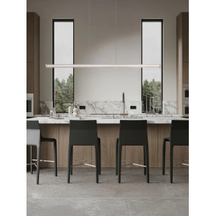 Lampa wisząca podłużna modern Modena LED 3000K 151cm przeźroczysty akryl / satynowy nikiel / czarny