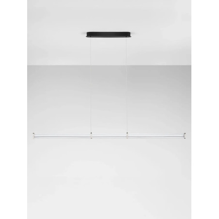 Lampa wisząca podłużna modern Modena LED 3000K 151cm przeźroczysty akryl / satynowy nikiel / czarny