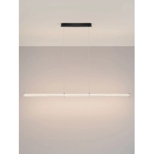 Lampa wisząca podłużna modern Modena LED 3000K 151cm przeźroczysty akryl / satynowy nikiel / czarny