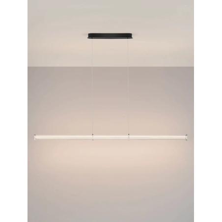 Lampa wisząca podłużna modern Modena LED 3000K 151cm przeźroczysty akryl / satynowy nikiel / czarny