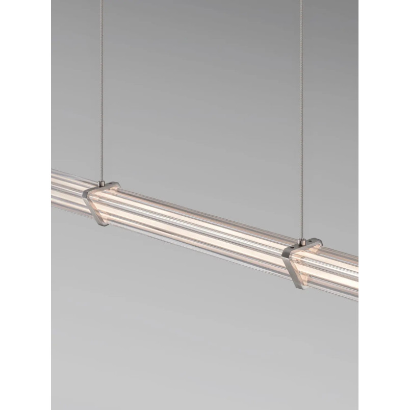 Lampa wisząca podłużna modern Modena LED 3000K 151cm przeźroczysty akryl / satynowy nikiel / czarny