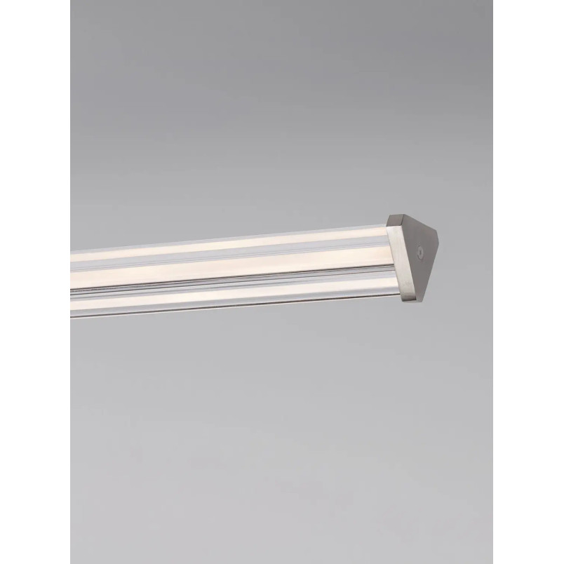 Lampa wisząca podłużna modern Modena LED 3000K 151cm przeźroczysty akryl / satynowy nikiel / czarny