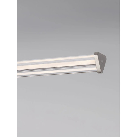 Lampa wisząca podłużna modern Modena LED 3000K 151cm przeźroczysty akryl / satynowy nikiel / czarny