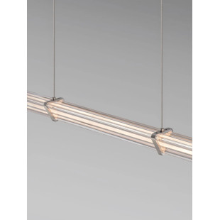 Lampa wisząca podłużna modern Modena LED 2700K 151cm przeźroczysty akryl / satynowy nikiel / czarny