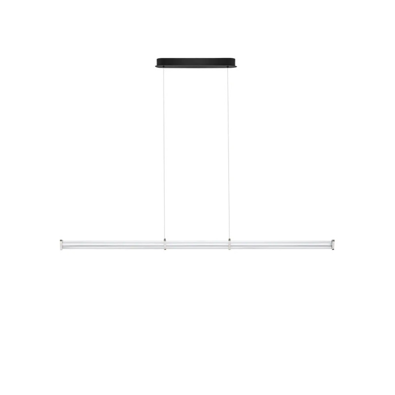 Lampa wisząca podłużna modern Modena LED 2700K 151cm przeźroczysty akryl / satynowy nikiel / czarny