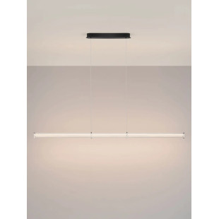 Lampa wisząca podłużna modern Modena LED 2700K 151cm przeźroczysty akryl / satynowy nikiel / czarny