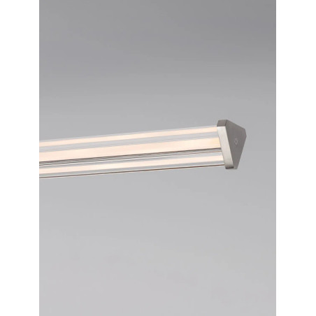 Lampa wisząca podłużna modern Modena LED 2700K 151cm przeźroczysty akryl / satynowy nikiel / czarny