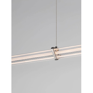 Lampa wisząca podłużna modern Modena LED 2700K 151cm przeźroczysty akryl / satynowy nikiel / czarny
