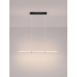 Lampa wisząca podłużna modern Modena LED 3000K 88cm przeźroczysty akryl / satynowy nikiel / czarny