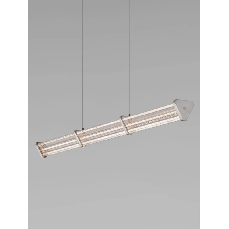 Lampa wisząca podłużna modern Modena LED 3000K 88cm przeźroczysty akryl / satynowy nikiel / czarny