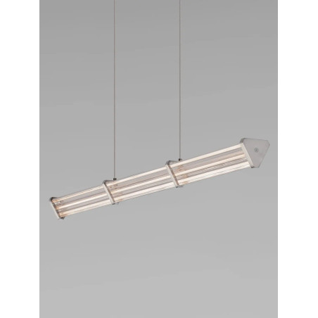 Lampa wisząca podłużna modern Modena LED 3000K 88cm przeźroczysty akryl / satynowy nikiel / czarny