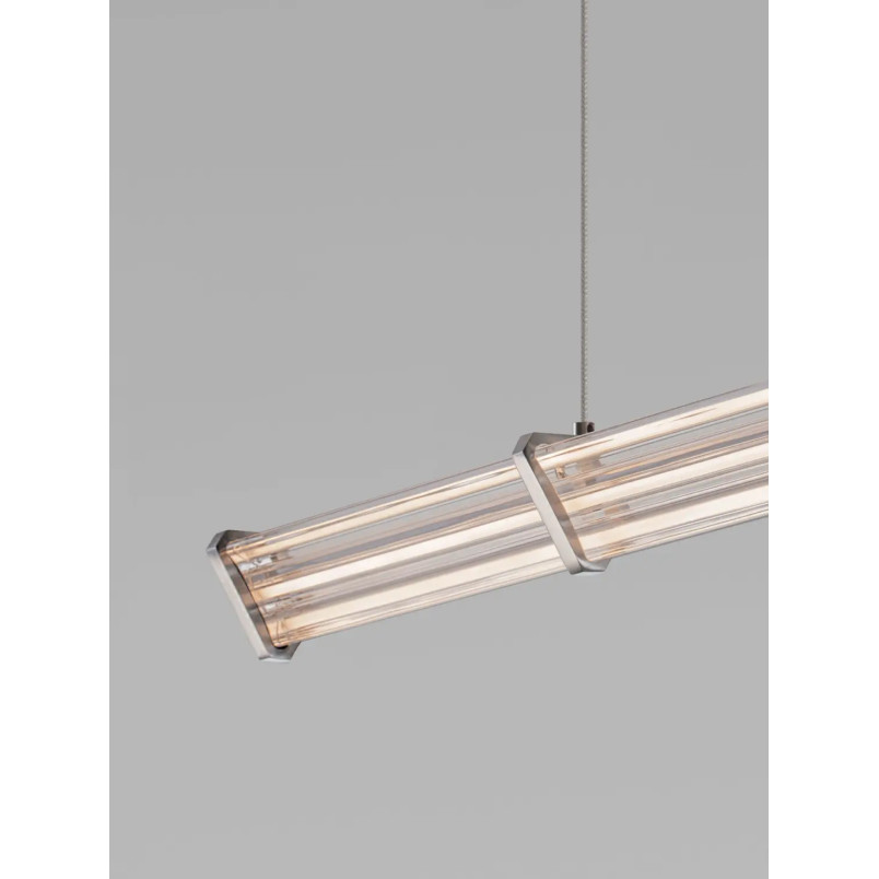 Lampa wisząca podłużna modern Modena LED 3000K 88cm przeźroczysty akryl / satynowy nikiel / czarny