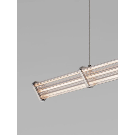 Lampa wisząca podłużna modern Modena LED 3000K 88cm przeźroczysty akryl / satynowy nikiel / czarny
