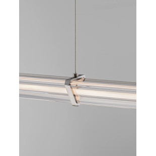 Lampa wisząca podłużna modern Modena LED 3000K 88cm przeźroczysty akryl / satynowy nikiel / czarny