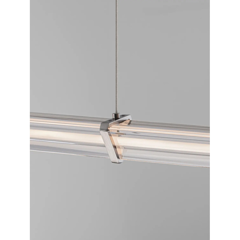 Lampa wisząca podłużna modern Modena LED 3000K 88cm przeźroczysty akryl / satynowy nikiel / czarny