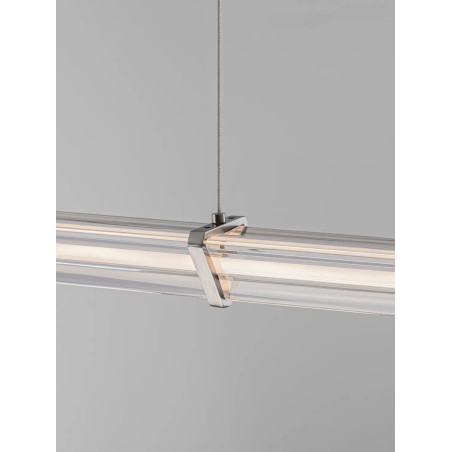 Lampa wisząca podłużna modern Modena LED 3000K 88cm przeźroczysty akryl / satynowy nikiel / czarny