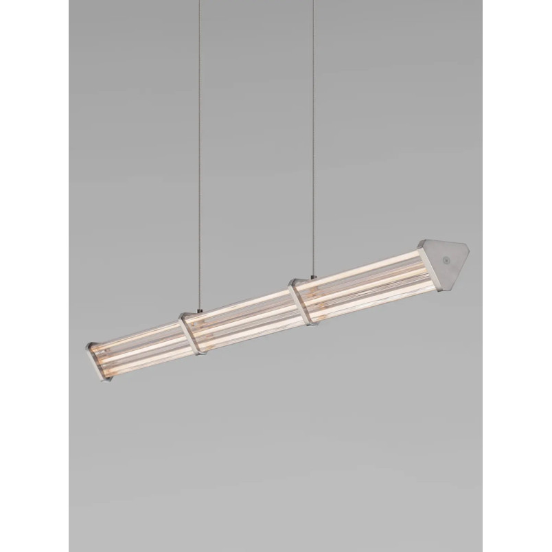 Lampa wisząca podłużna modern Modena LED 2700K 88cm przeźroczysty akryl / satynowy nikiel / czarny