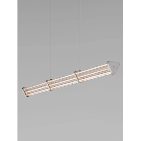 Lampa wisząca podłużna modern Modena LED 2700K 88cm przeźroczysty akryl / satynowy nikiel / czarny