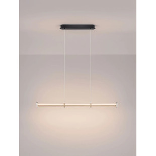 Lampa wisząca podłużna modern Modena LED 2700K 88cm przeźroczysty akryl / satynowy nikiel / czarny
