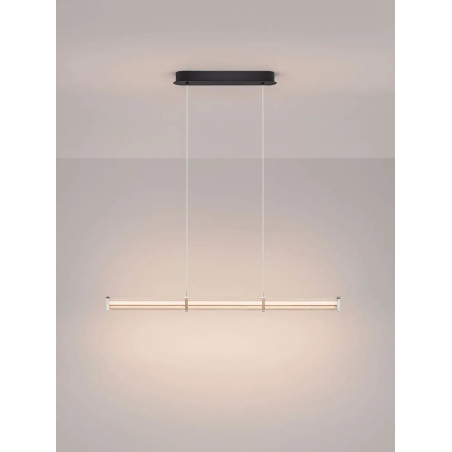 Lampa wisząca podłużna modern Modena LED 2700K 88cm przeźroczysty akryl / satynowy nikiel / czarny