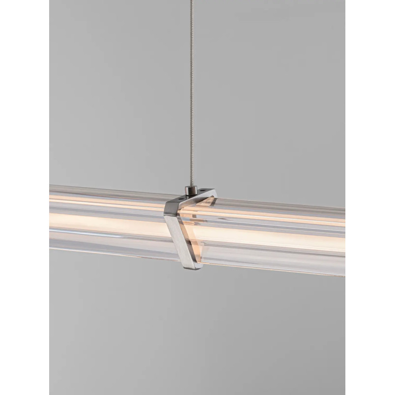 Lampa wisząca podłużna modern Modena LED 2700K 88cm przeźroczysty akryl / satynowy nikiel / czarny