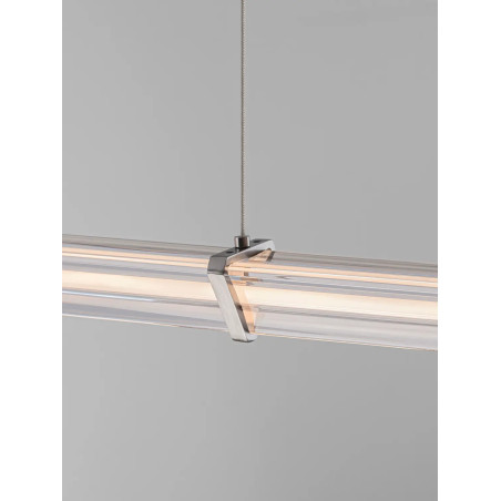 Lampa wisząca podłużna modern Modena LED 2700K 88cm przeźroczysty akryl / satynowy nikiel / czarny